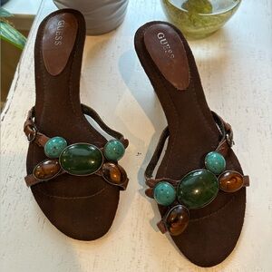 ⭐️ beautiful vintage brown guess, heeled sandals